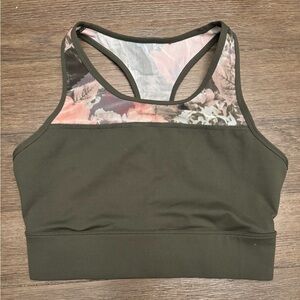 Fabletics mossy oak camo olive green mesh sports bra size medium